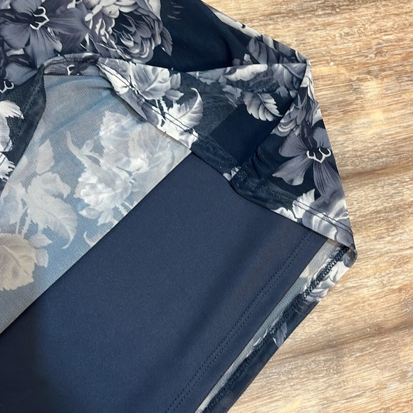 Dress Barn Women Size 3X Floral Micro Mesh Blue White Lined Cap Sleeve NWT - Picture 12 of 16